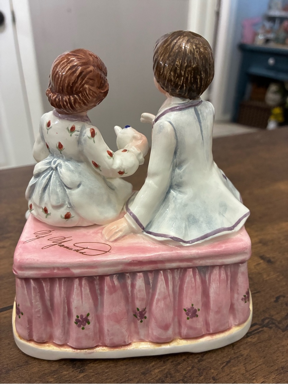 1996 Lefton Yamada “Tea for Two” Victorian Figurine Music Box - Picture 5 of 14